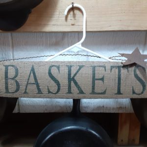 Vintage Barrel Sign ” Baskets”