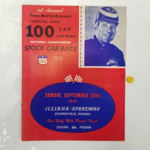 1st Annual Tony Bettenhausen Hospital Fund Race Program (1962) – Illiana Speedway