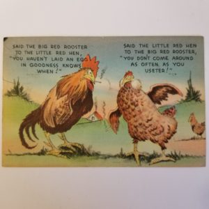 Vintage Used Postcard (1950’s) – “Said the Big Red Rooster…”