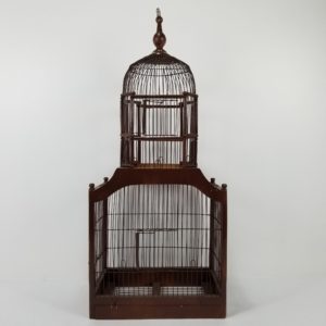 Big Vintage Wood & Wire Bird Cage (1940s-50s) – Brown