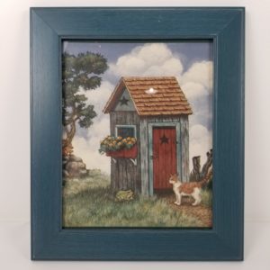 Outhouse Painting with Prussian Blue Frame