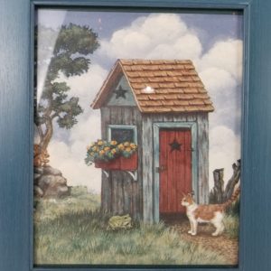 Outhouse Painting with Prussian Blue Frame