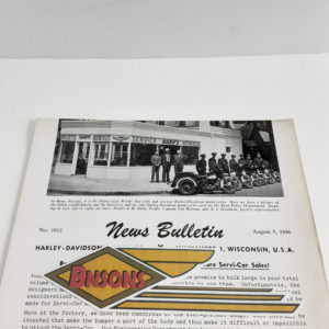 ORIGINAL HARLEY DEALER 1946 NEWS BULLETIN #1012 – KNUCKLEHEAD