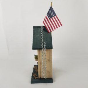 Large Hand-Crafted Decorative Beige Birdhouse – 20″ Tall (Patriotic Theme)