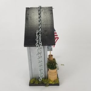 Large Hand-Crafted Decorative Grey Birdhouse – 14″ Tall (Patriotic Theme)