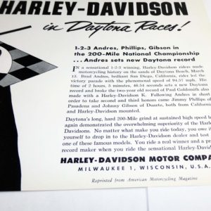 Original Harley-Davidson “Daytona 200 mile National Championship” Flyer