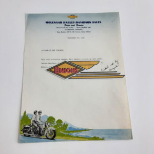 ORIGINAL HARLEY 1951 DEALER LETTERHEAD – PANHEAD, KNUCKLEHEAD