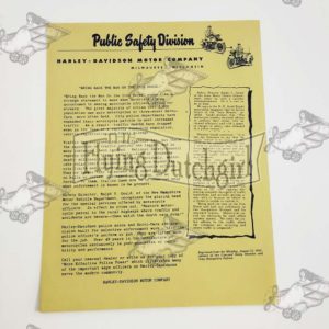 ORIGINAL HARLEY 1950 POLICE LETTERHEAD