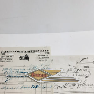 ORIGINAL HARLEY 1947 DEALER SALE RECEIPT (ROBINSON H-D)- KNUCKLEHEAD