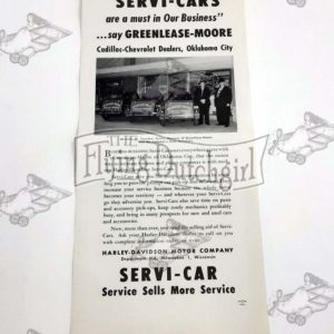 Vintage Original Harley-Davidson 1940’s Servi-Car “Our Business” Flyer