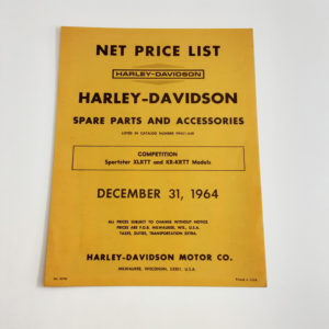 ORIGINAL HARLEY 1964 FACTORY COMPETITION PRICE LIST KR-KRTT, XLRTT- KNUCKLEHEAD