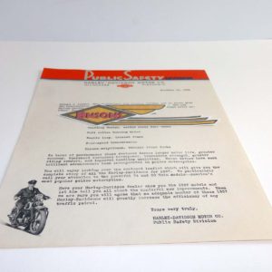 ORIGINAL HARLEY 1936 POLICE LETTERHEAD – KNUCKLEHEAD