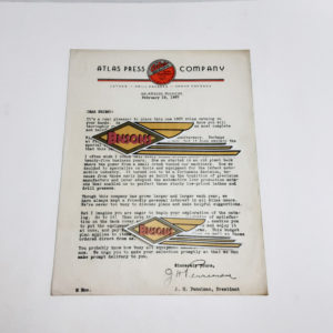 ORIGINAL 1937 ATLAS PRESS LETTERHEAD – HARLEY, KNUCKLEHEAD