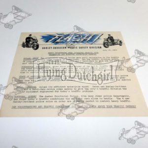 ORIGINAL HARLEY FACTORY 1950 POLICE “FLASH” NOTICES