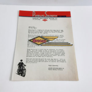 ORIGINAL HARLEY 1935 POLICE LETTERHEAD – VL, KNUCKLEHEAD