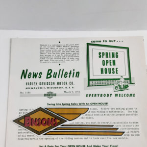 ORIGINAL HARLEY DEALER 1953 NEWS BULLETIN #1180 – KNUCKLEHEAD, PANHEAD