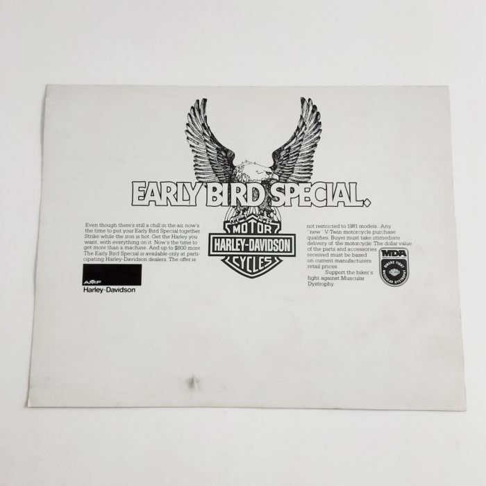 Vintage Original 1980 Harley-Davidson Early Bird Special Brochure - Image 3