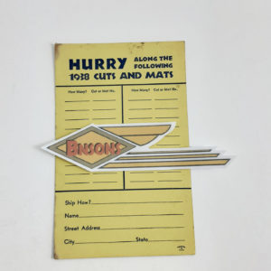 ORIGINAL HARLEY 1938 CUTS AND MATS ORDERING POST CARD, KNUCKLEHEAD