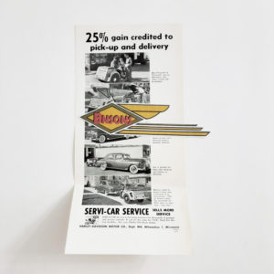 ORIGINAL HARLEY SERVI-CAR (25% GAIN) COUNTER FLYER- KNUCKLEHEAD