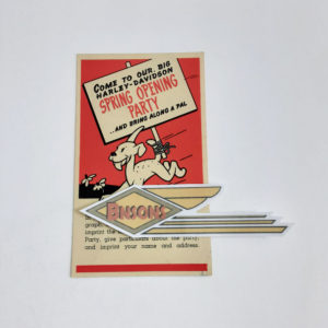 ORIGINAL HARLEY 1940’s SPRING OPEN HOUSE POST CARD, KNUCKLEHEAD