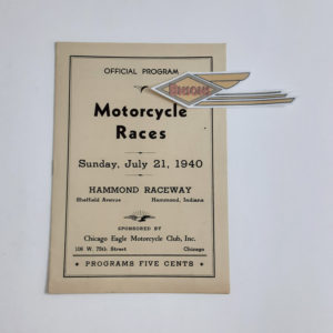 ORIGINAL HARLEY 1940 MOTORCYCLE RACE PROGRAM, HAMMOND, IND – WLDR, KNUCKLEHEAD