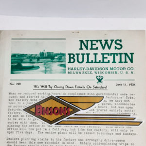 ORIGINAL HARLEY DEALER 1934 NEWS BULLETIN #702 – VL, KNUCKLEHEAD