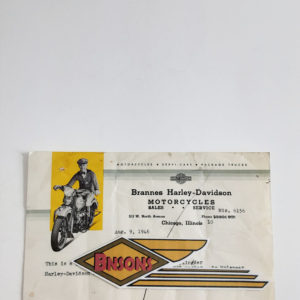 ORIGINAL HARLEY 1946 DEALER LETTERHEAD (BRANNES H-D) – KNUCKLEHEAD