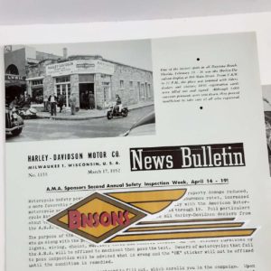 ORIGINAL HARLEY DEALER 1952 NEWS BULLETIN #1155 – PANHEAD, KNUCKLEHEAD