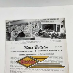 ORIGINAL HARLEY DEALER 1946 NEWS BULLETIN #1010 – KNUCKLEHEAD