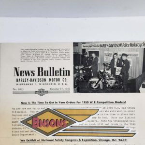 ORIGINAL HARLEY DEALER 1949 NEWS BULLETIN #1093- PANHEAD, KNUCKLEHEAD