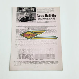 ORIGINAL HARLEY DEALER 1949 NEWS BULLETIN #1086 – KNUCKLEHEAD, PANHEAD