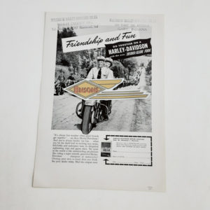 ORIGINAL HARLEY 1949 “FRIENDSHIP AND FUN” COUNTER FLYER- PANHEAD, KNUCKLEHEAD