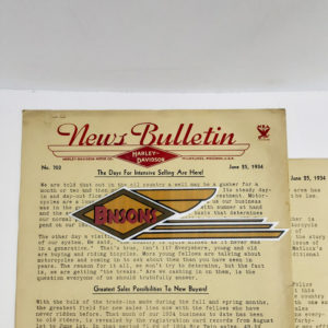 ORIGINAL HARLEY DEALER 1934 NEWS BULLETIN #703 – VL, KNUCKLEHEAD