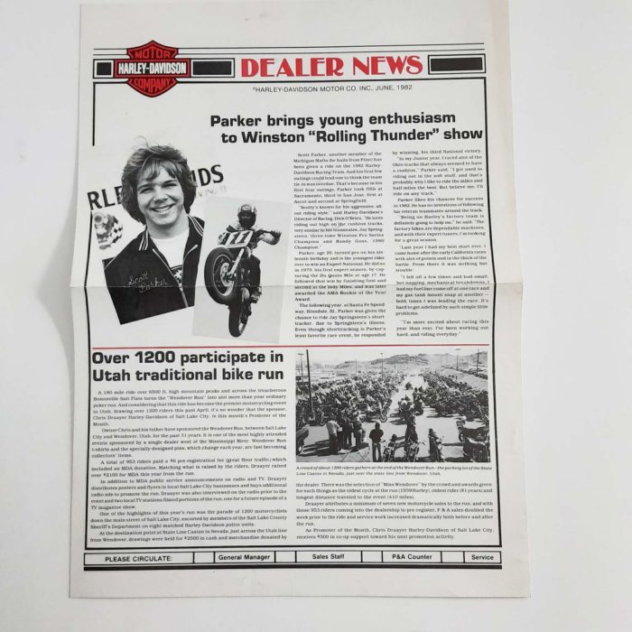 Vintage Harley-Davidson "Dealer News " Newspaper (June 1982)