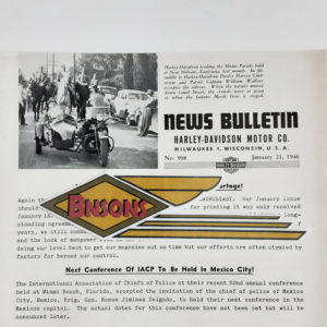 ORIGINAL HARLEY DEALER 1946 NEWS BULLETIN #998 – KNUCKLEHEAD