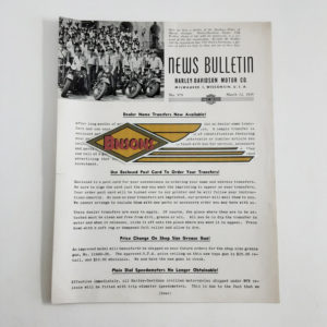 ORIGINAL HARLEY DEALER 1945 NEWS BULLETIN #979 – KNUCKLEHEAD