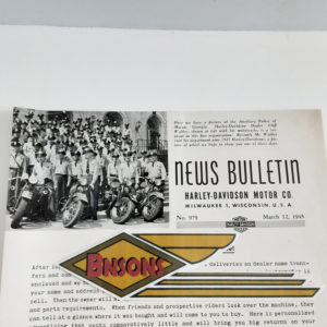 ORIGINAL HARLEY DEALER 1945 NEWS BULLETIN #979 – KNUCKLEHEAD