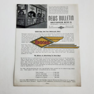 ORIGINAL HARLEY DEALER 1947 NEWS BULLETIN #1027 – KNUCKLEHEAD