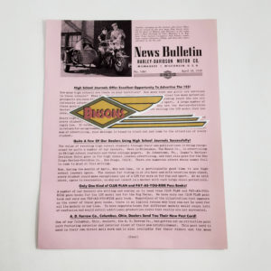 ORIGINAL HARLEY DEALER 1949 NEWS BULLETIN #1081 – PANHEAD, KNUCKLEHEAD