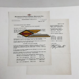 ORIG HARLEY 1950 FACTORY LETTERHEAD RADIO PRICE LIST- PANHEAD, KNUCKLEHEAD