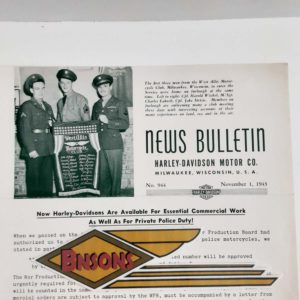 ORIGINAL HARLEY DEALER 1943 NEWS BULLETIN #944 – KNUCKLEHEAD