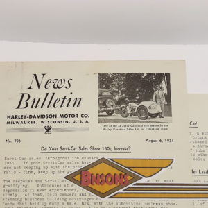 ORIGINAL HARLEY DEALER 1934 NEWS BULLETIN #706 – VL, KNUCKLEHEAD