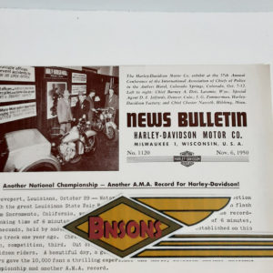 ORIGINAL HARLEY DEALER 1950 NEWS BULLETIN #1120 – KNUCKLEHEAD