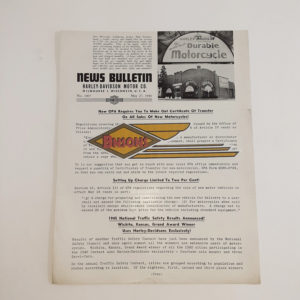 ORIGINAL HARLEY DEALER 1946 NEWS BULLETIN #1007 – KNUCKLEHEAD