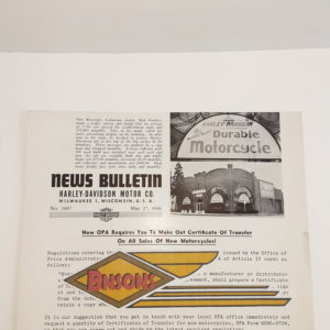 ORIGINAL HARLEY DEALER 1946 NEWS BULLETIN #1007 – KNUCKLEHEAD