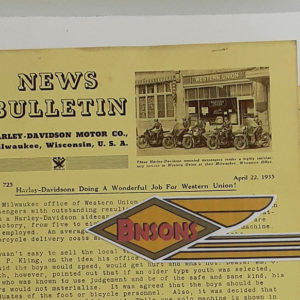 ORIGINAL HARLEY DEALER 1935 NEWS BULLETIN #725 – VL, KNUCKLEHEAD