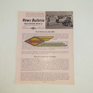 ORIGINAL HARLEY DEALER 1943 NEWS BULLETIN #930 – KNUCKLEHEAD