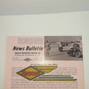 ORIGINAL HARLEY DEALER 1943 NEWS BULLETIN #930 – KNUCKLEHEAD