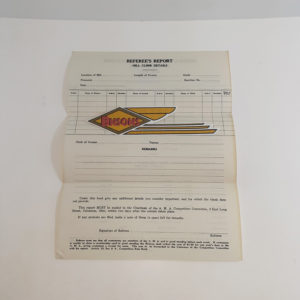 ORIG AMA 1940’s REFEREE REPORT, RACE, ROAD, HILL CLIMBS-HARLEY WR, KNUCKLEHEAD