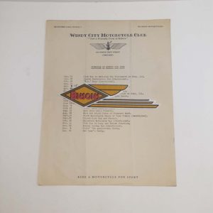 ORIGINAL HARLEY 1934 WINDY CITY M/C LETTERHEAD (EVENTS SCHEDULE) – KNUCKLEHEAD